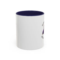 Two tone ceramic mug featuring a dachshund next to dumbbells and the humorous text 'Dumbbells? Belly Rubs?', designed for dog lovers and fitness enthusiasts.