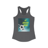 Gray tank top with '#1 Soccer Mom' graphic on a white background