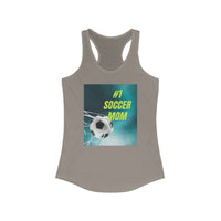 Gray tank top with '#1 Soccer Mom' graphic on a white background