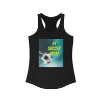 Black tank top with '#1 Soccer Mom' graphic on a white background