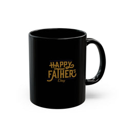 Black ceramic mug with gold Happy Father’s Day script, perfect gift for dads who enjoy stylish and meaningful coffee mugs