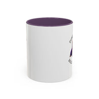 Two tone ceramic mug featuring a dachshund next to dumbbells and the humorous text 'Dumbbells? Belly Rubs?', designed for dog lovers and fitness enthusiasts.