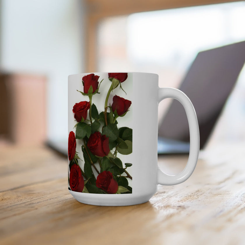 Elegant Floral Coffee Mug for Mom with Timeless Mother's Quote   "A mother teaches without words and loves without ." 