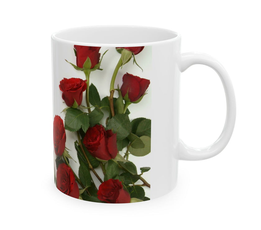 Elegant Floral Coffee Mug for Mom with Timeless Mother's Quote   "A mother teaches without words and loves without ." 