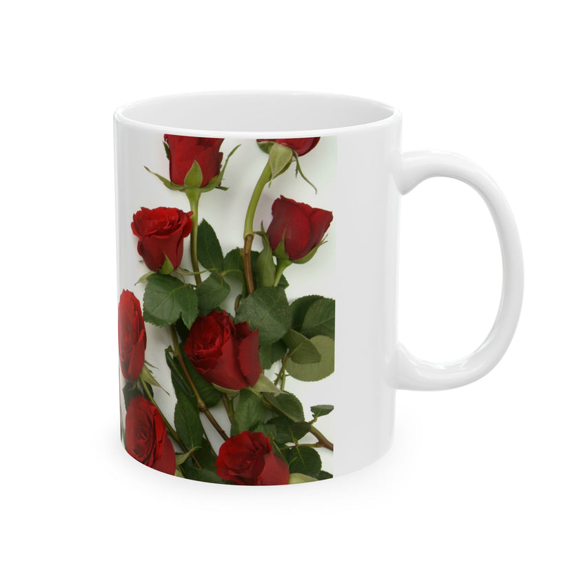Elegant Floral Coffee Mug for Mom with Timeless Mother's Quote   "A mother teaches without words and loves without ." 