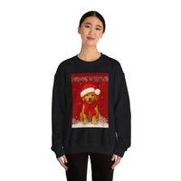 Black sweatshirt with a festive dog design on a white background