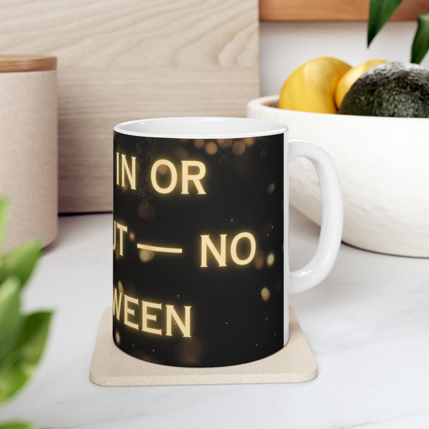 You're In or Out-No In-Between ceramic coffee mug