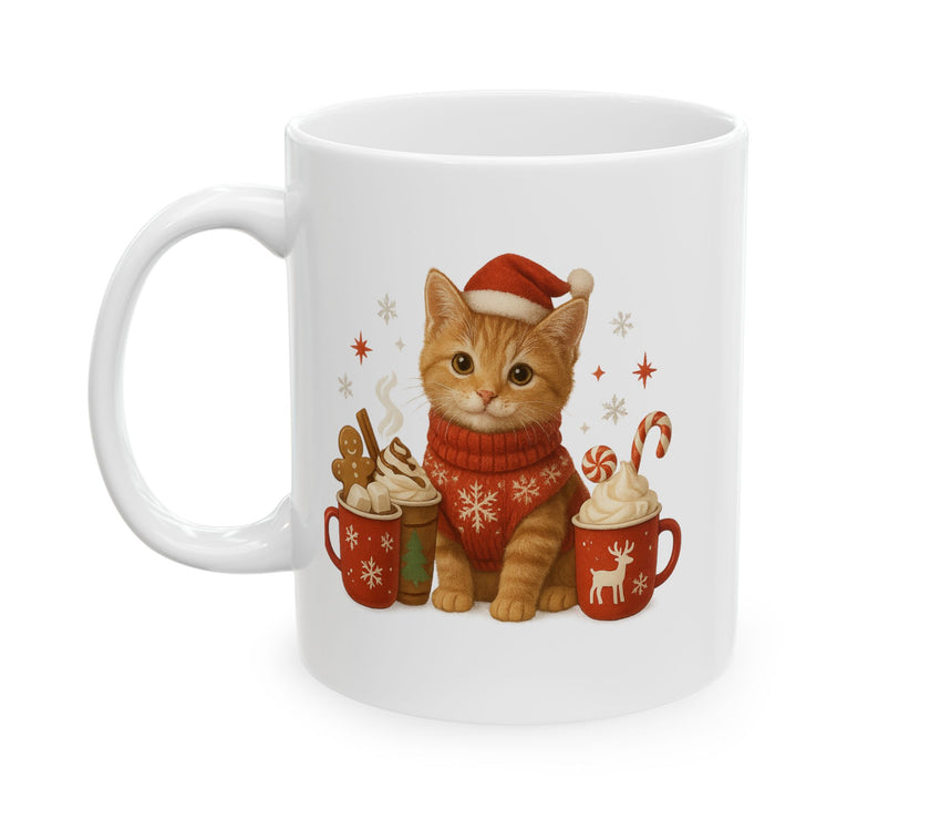 Warm Hugs & Whiskers Christmas Cat Mug