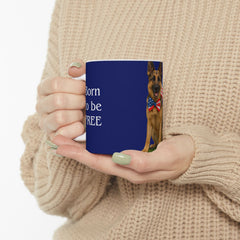 Patriotic German Shepard Mug – Born to Be Free Dog Lover Gift
