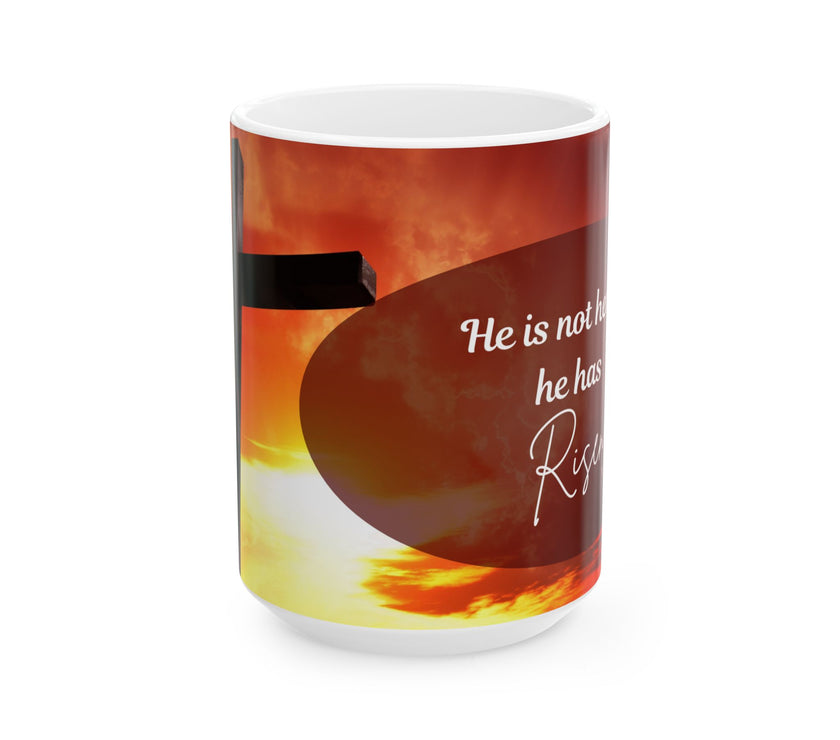  Printed with the uplifting Bible verse: “He is not here; he has Risen – Matthew 28:6”, 