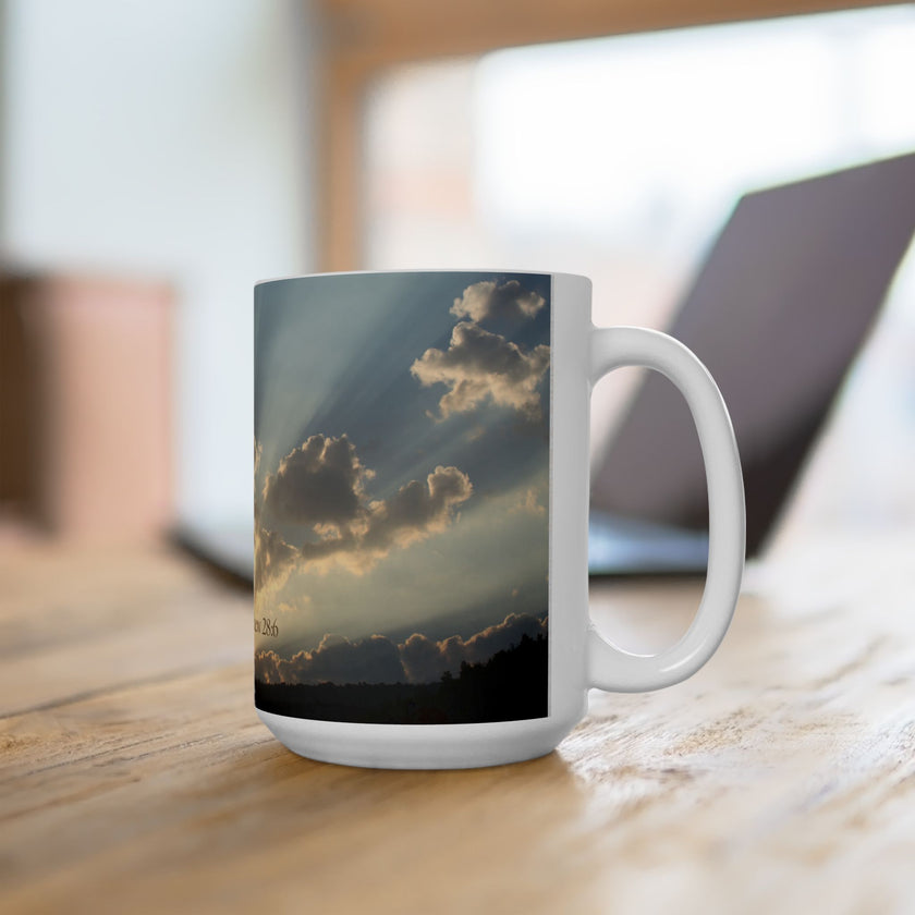 Morning Blessings Mug – Christian Ceramic Coffee Cup witn message  “He is not here; he has Risen – Matthew 28:6” ceramic mug.