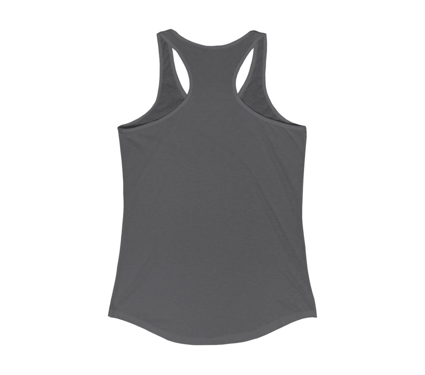 Back view of dark gray tank top
