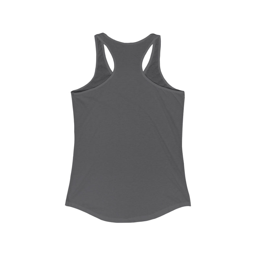 Back view of dark gray tank top