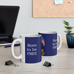 Patriotic German Shepard Mug – Born to Be Free Dog Lover Gift