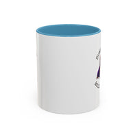 Two tone ceramic mug featuring a dachshund next to dumbbells and the humorous text 'Dumbbells? Belly Rubs?', designed for dog lovers and fitness enthusiasts.