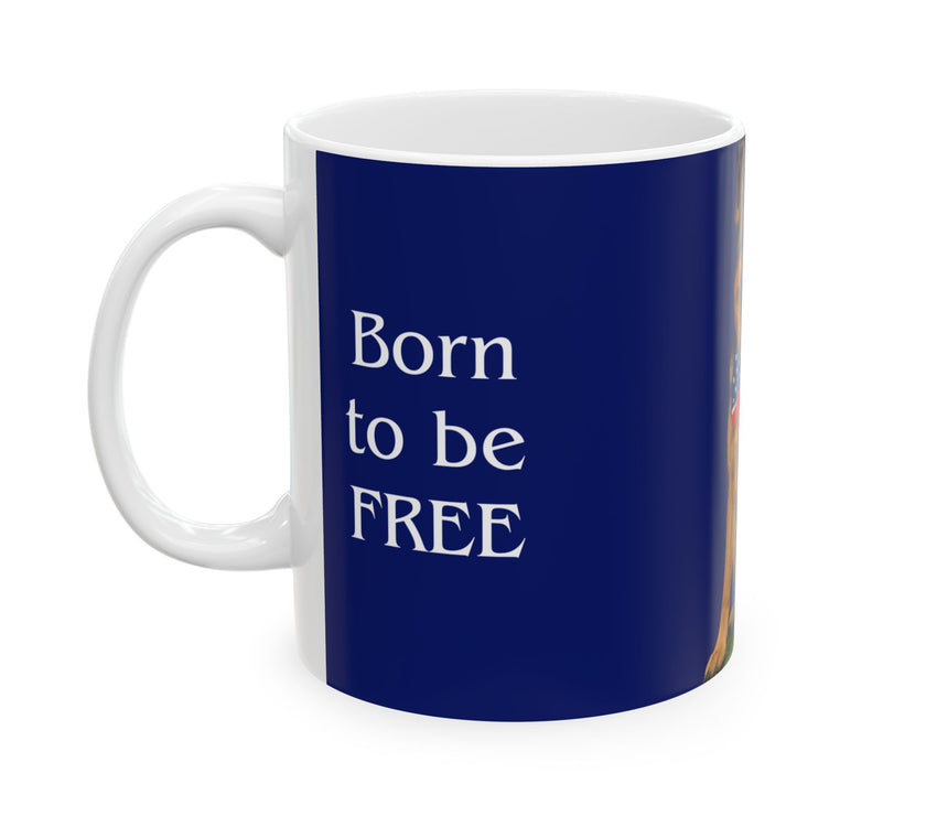 Patriotic German Shepard Mug – Born to Be Free Dog Lover Gift
