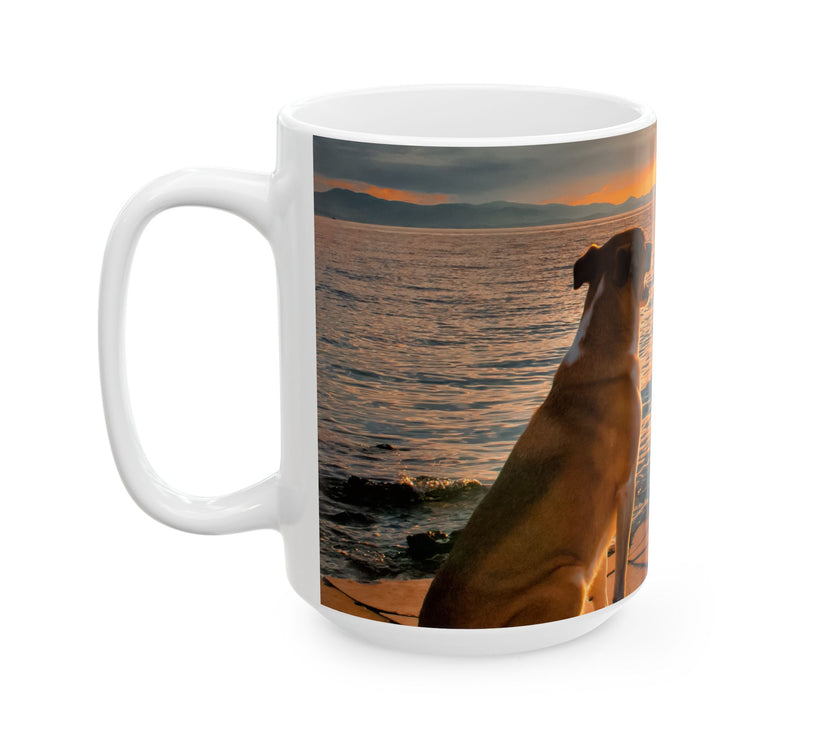 Sunset Dog Mug-Inspirational Dog Quote  “I work hard so my dog can have a better life.” 