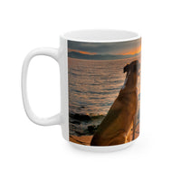 Sunset Dog Mug-Inspirational Dog Quote  “I work hard so my dog can have a better life.” 