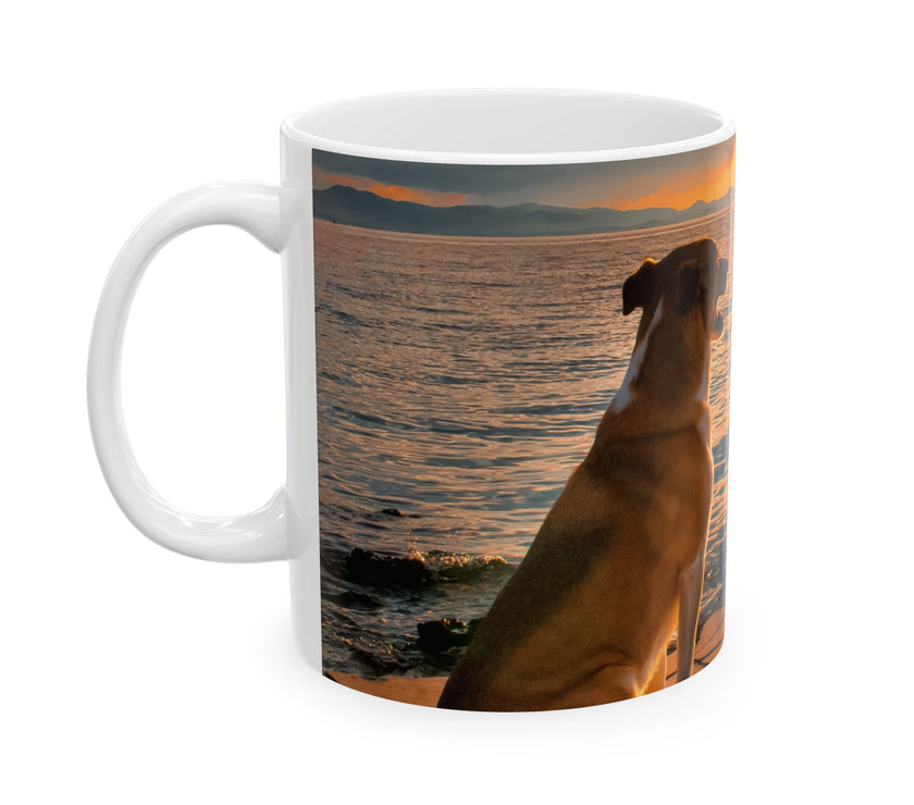 Sunset Dog Mug-Inspirational Dog Quote  “I work hard so my dog can have a better life.” 