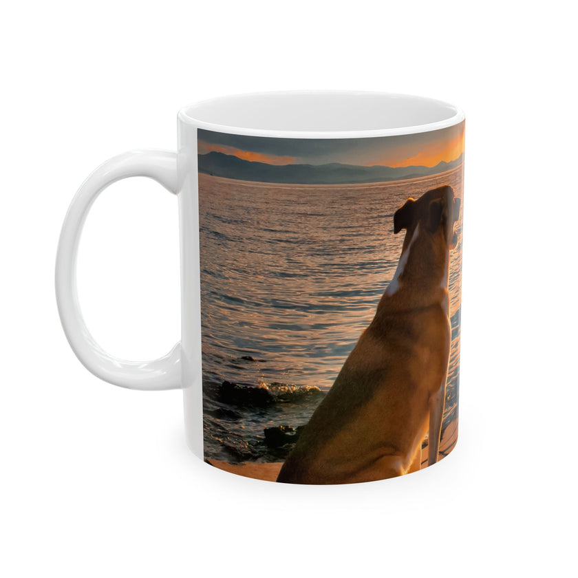 Sunset Dog Mug-Inspirational Dog Quote  “I work hard so my dog can have a better life.” 