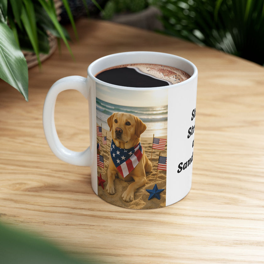 Stars, Stripes & Sandy Paws Patriotic Dog Mug