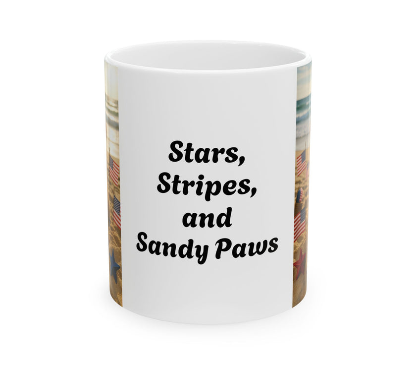 Stars, Stripes & Sandy Paws Patriotic Dog Mug