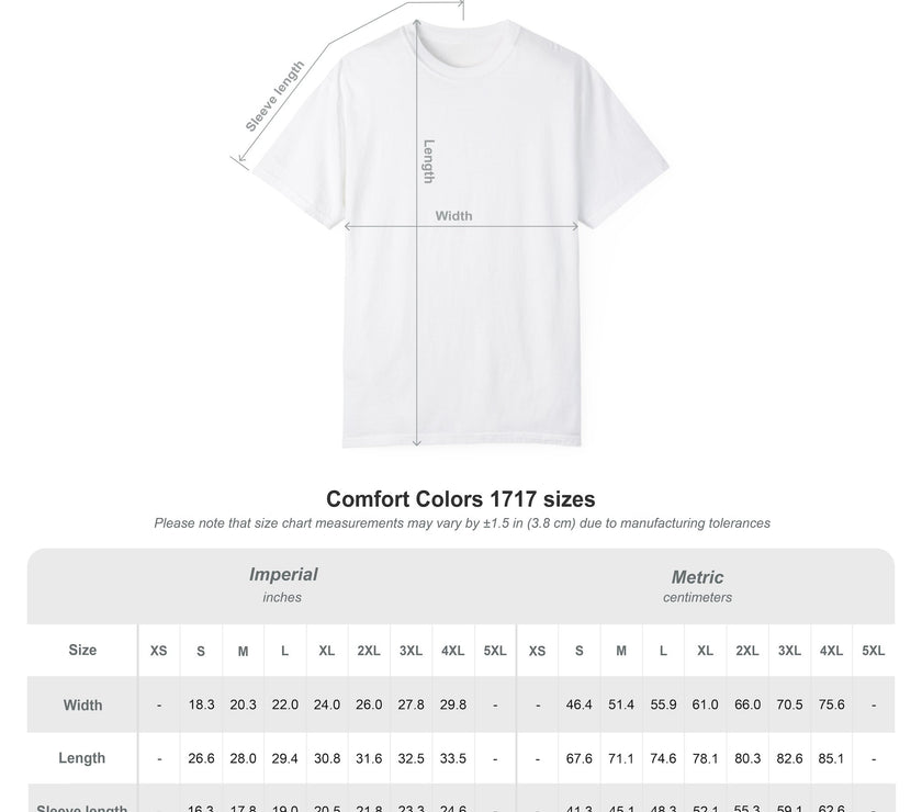 T-shirt size chart