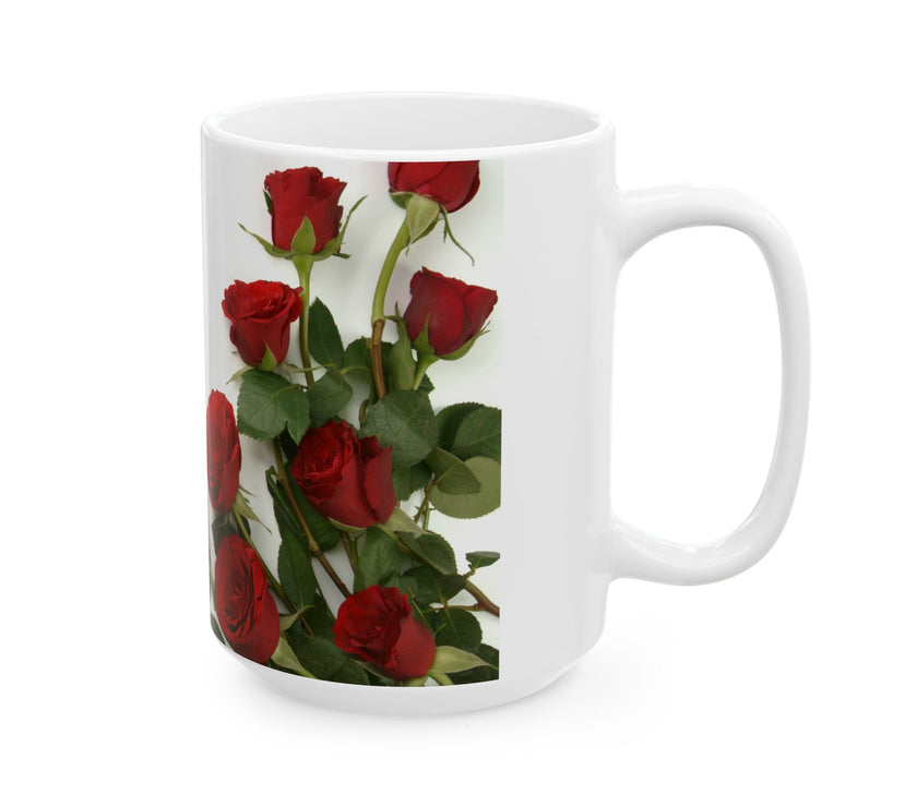 Elegant Floral Coffee Mug for Mom with Timeless Mother's Quote   "A mother teaches without words and loves without ." 