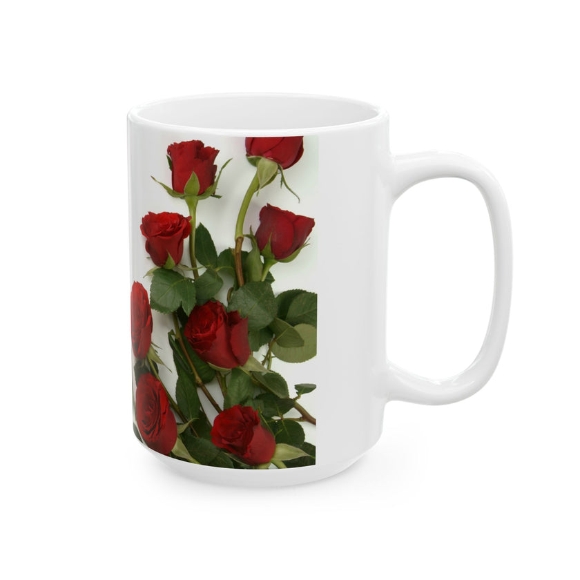 Elegant Floral Coffee Mug for Mom with Timeless Mother's Quote   "A mother teaches without words and loves without ." 