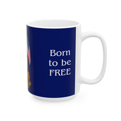 Patriotic German Shepard Mug – Born to Be Free Dog Lover Gift