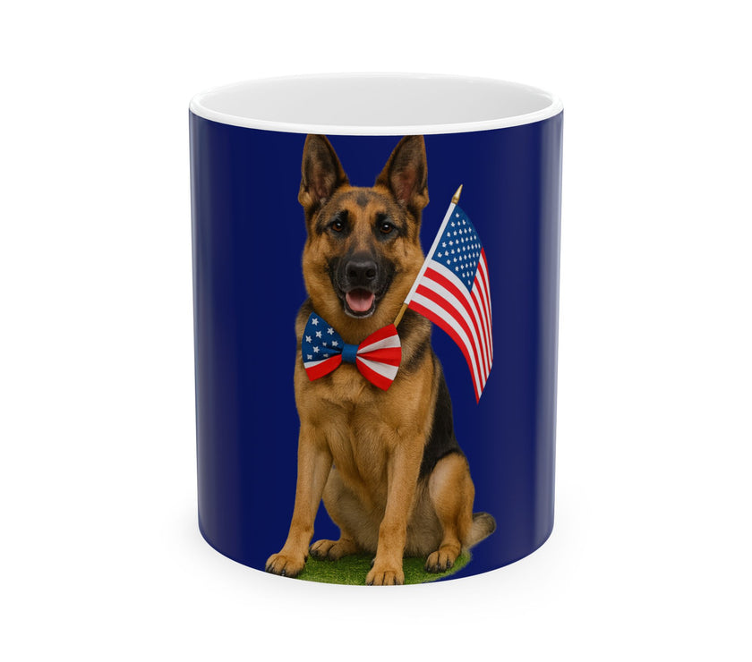 Patriotic German Shepard Mug – Born to Be Free Dog Lover Gift