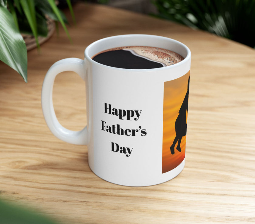 Sunset Silhouette Father’s Day Mug – Dad and Child Special Gift