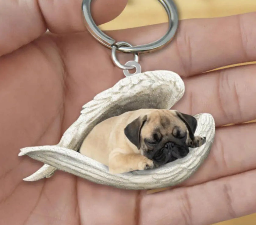 Dog Sleeping Angel Keychains