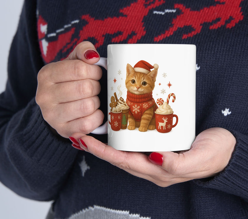 Warm Hugs & Whiskers Christmas Cat Mug