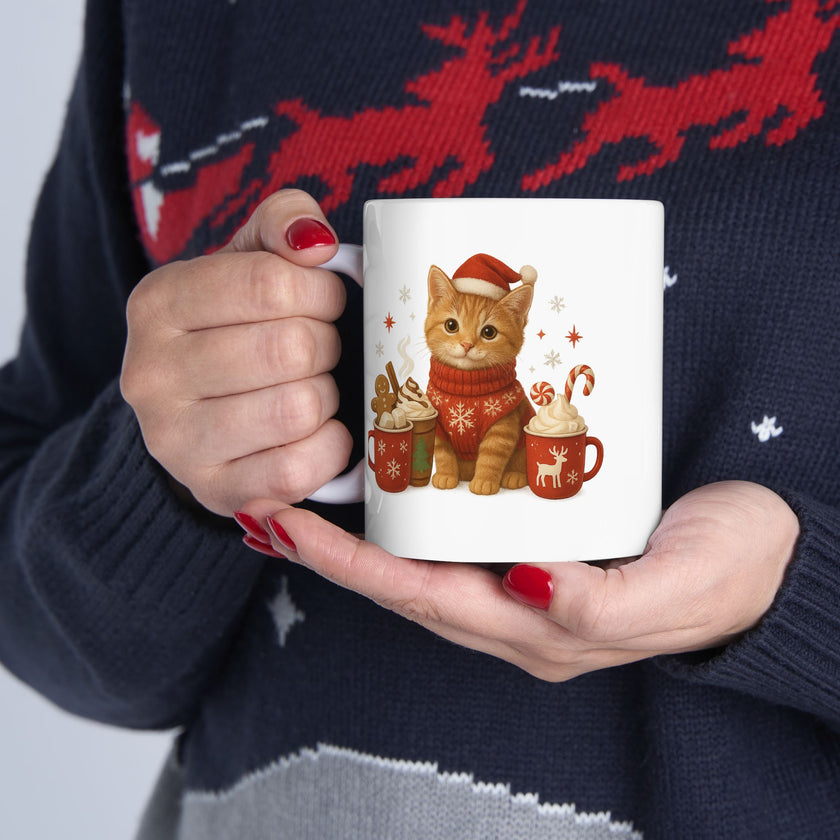 Warm Hugs & Whiskers Christmas Cat Mug