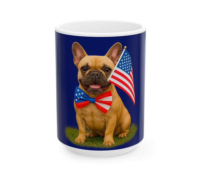 Patriotic French Bulldog Mug – Born to Be Free Dog Lover Gift
