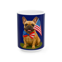 Patriotic French Bulldog Mug – Born to Be Free Dog Lover Gift