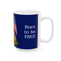 Patriotic French Bulldog Mug – Born to Be Free Dog Lover Gift