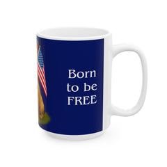 Patriotic French Bulldog Mug – Born to Be Free Dog Lover Gift