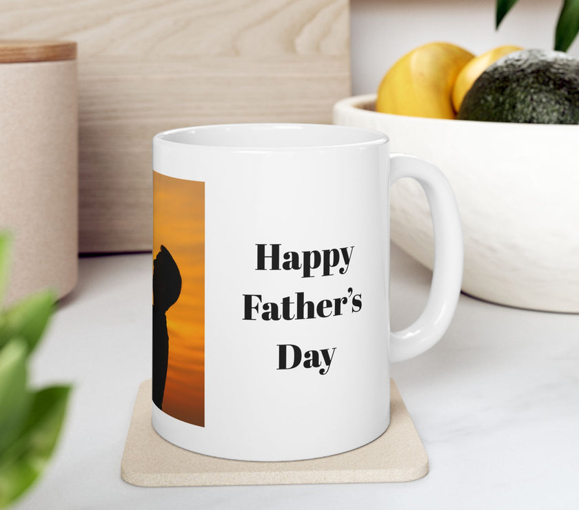 Sunset Silhouette Father’s Day Mug – Dad and Child Special Gift