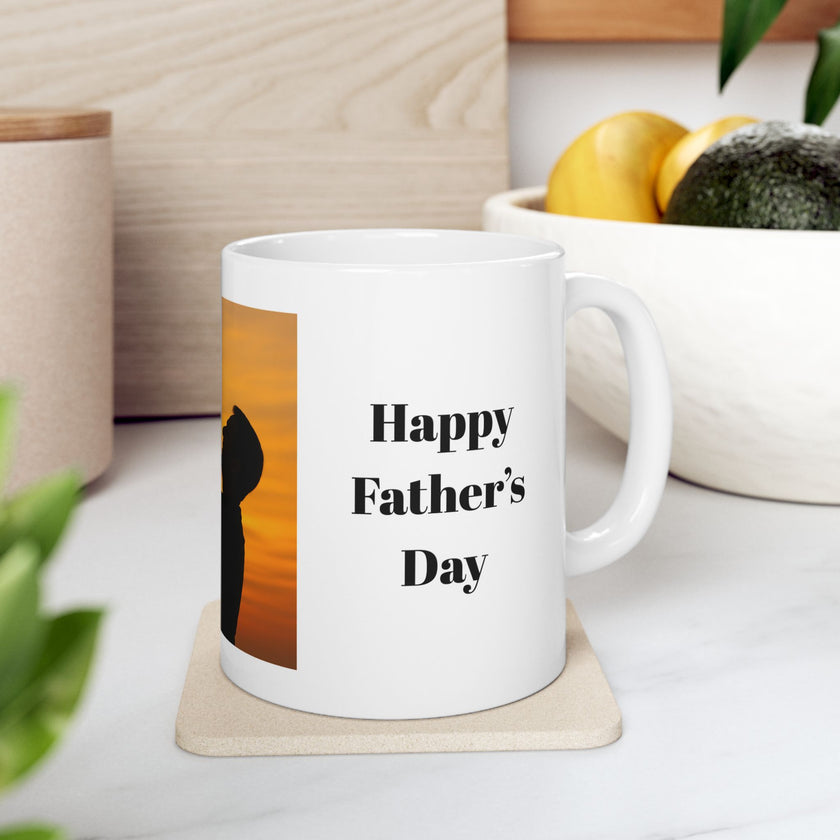 Sunset Silhouette Father’s Day Mug – Dad and Child Special Gift