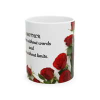 Elegant Floral Coffee Mug for Mom with Timeless Mother's Quote   "A mother teaches without words and loves without ." 