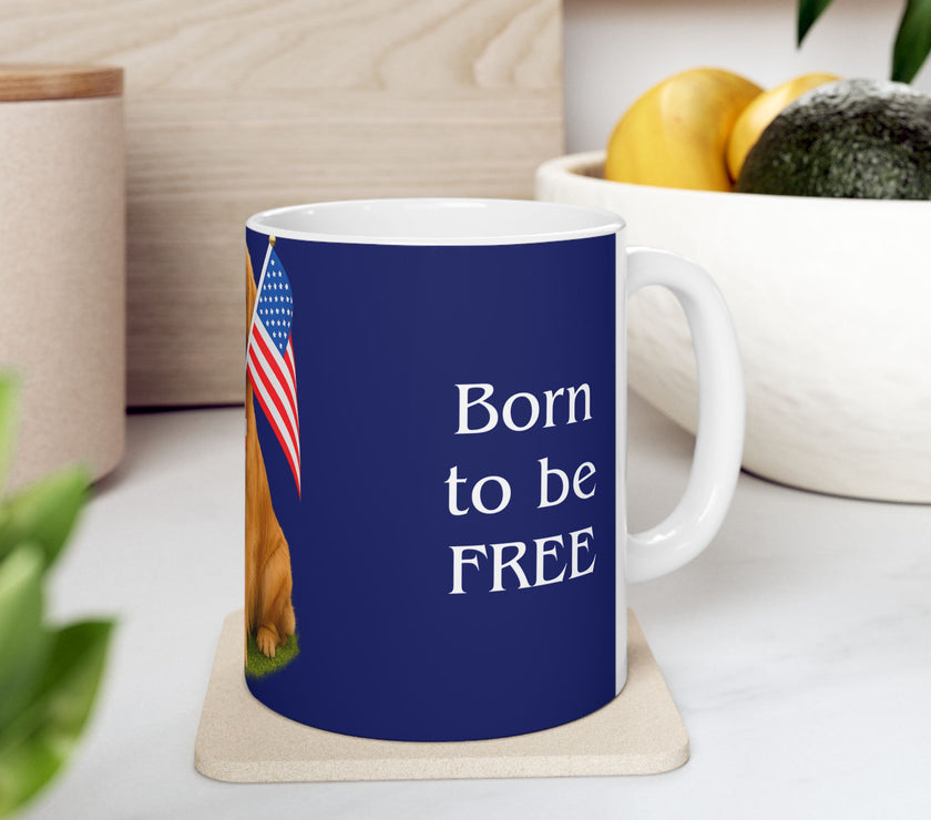 Patriotic Golden Retriever Mug – Born to Be Free Dog Lover Gift