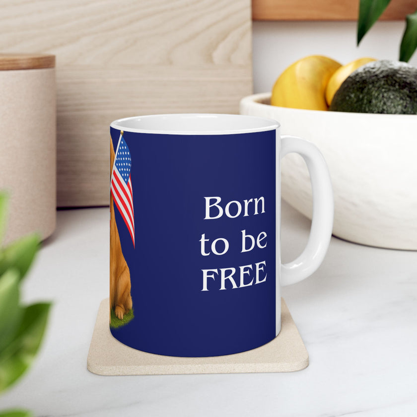 Patriotic Golden Retriever Mug – Born to Be Free Dog Lover Gift