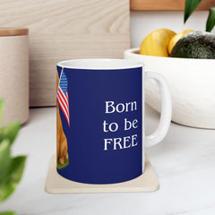 Patriotic Golden Retriever Mug – Born to Be Free Dog Lover Gift