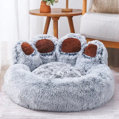 Pet Bear Paw Shape House Bed  grey