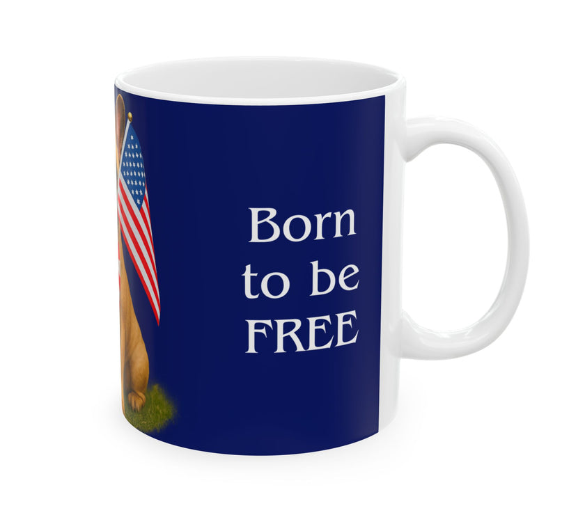 Patriotic French Bulldog Mug – Born to Be Free Dog Lover Gift