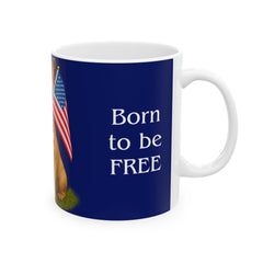 Patriotic French Bulldog Mug – Born to Be Free Dog Lover Gift