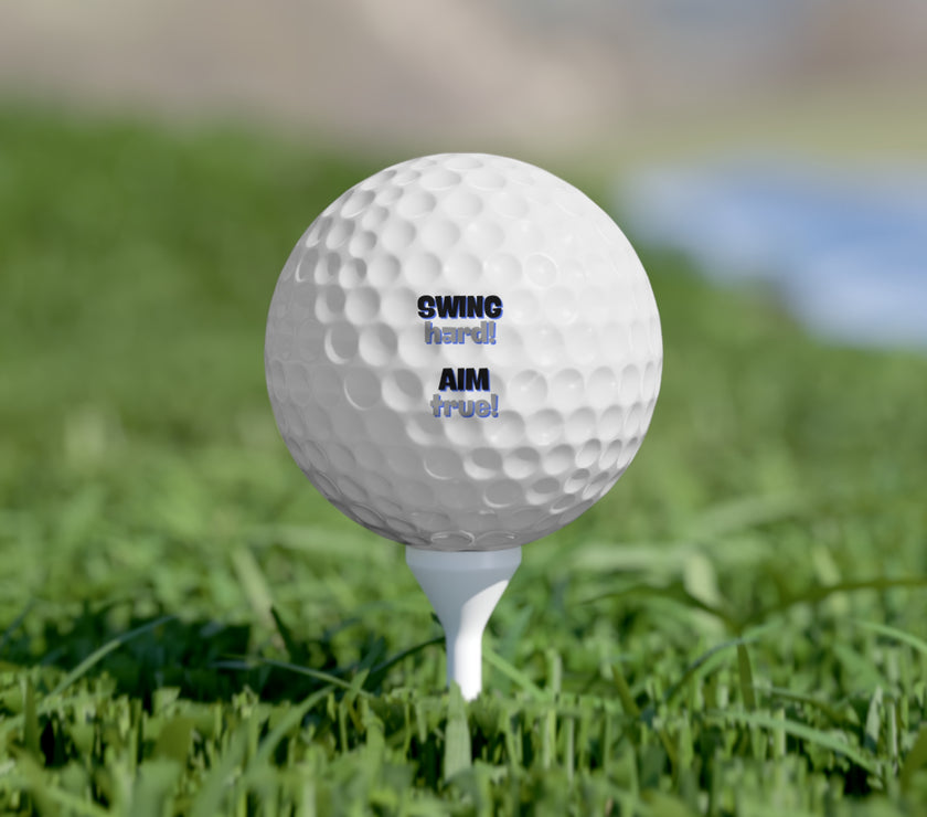 Motivational Golf Ball Set – “Swing Hard, Aim True!” (6-Pack)