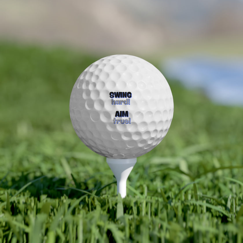 Motivational Golf Ball Set – “Swing Hard, Aim True!” (6-Pack)